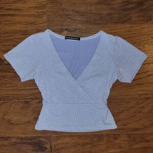 Brandy Melville Light Blue  Floral Cotton Top